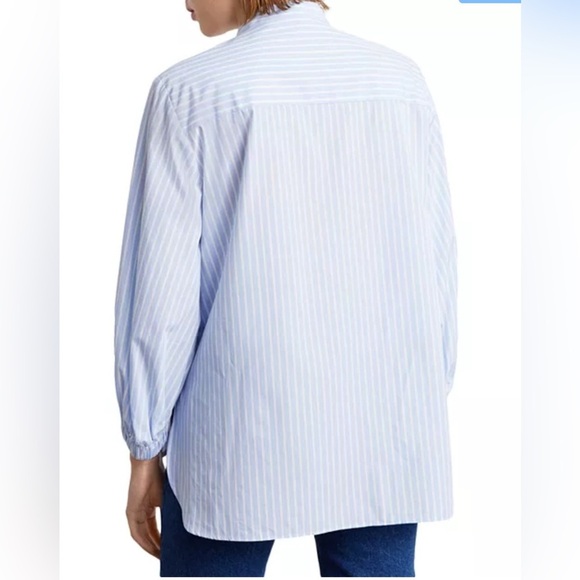GERARD DAREL Cotton Calicia Striped Button Up Blue Blouse Preppy Old Money Sz M - Picture 3 of 8